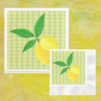 Serviette En Papier Fun Country Yellow Green Check Lemon 