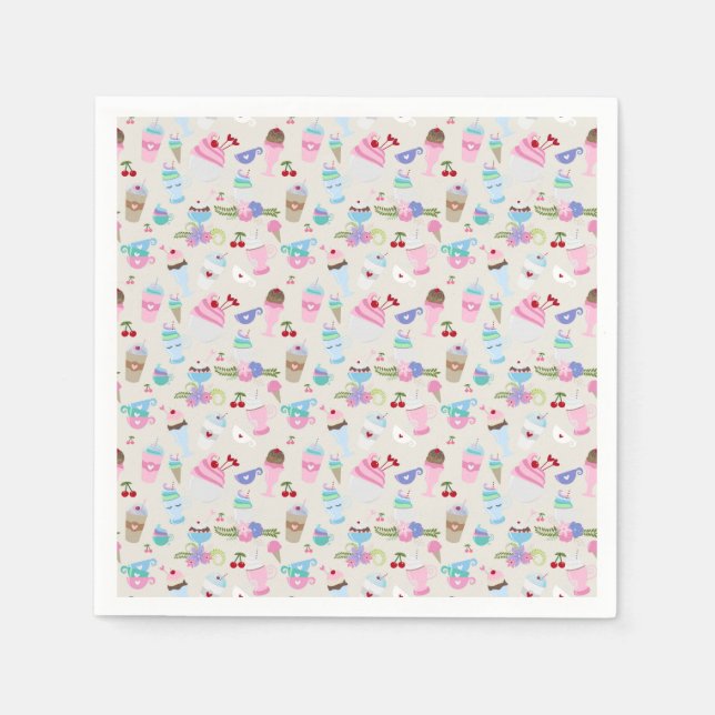 Serviette En Papier Fun Cupcake Sweets Motif de fête d'anniversaire (Devant)