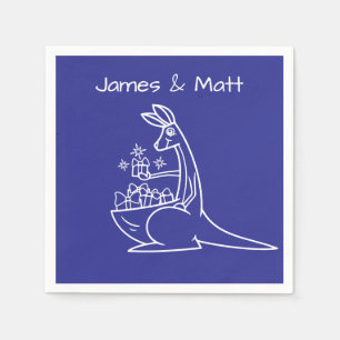 Serviette En Papier Fun Deep Blue Kangaroo fête d'anniversaire