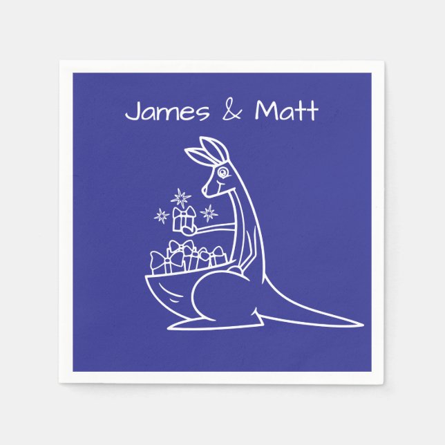 Serviette En Papier Fun Deep Blue Kangaroo fête d'anniversaire (Devant)
