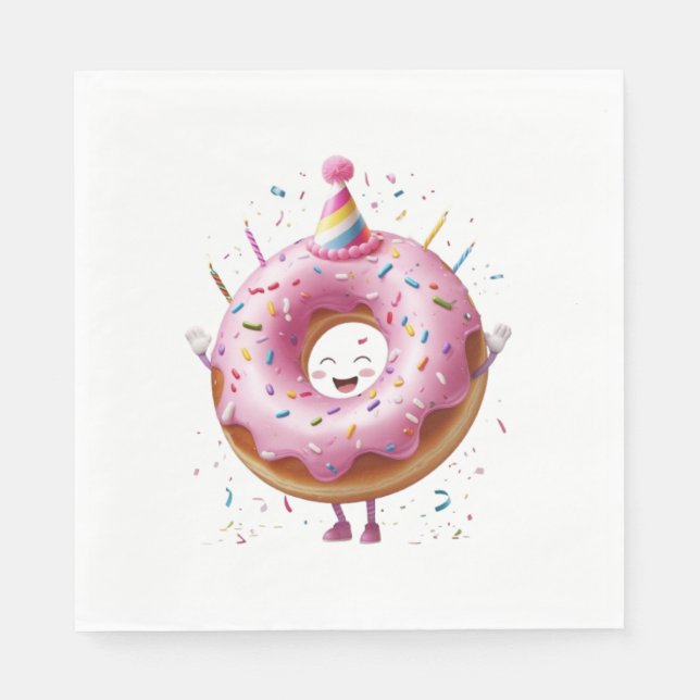 Serviette En Papier Fun Donut Anniversaire Papier (Devant)