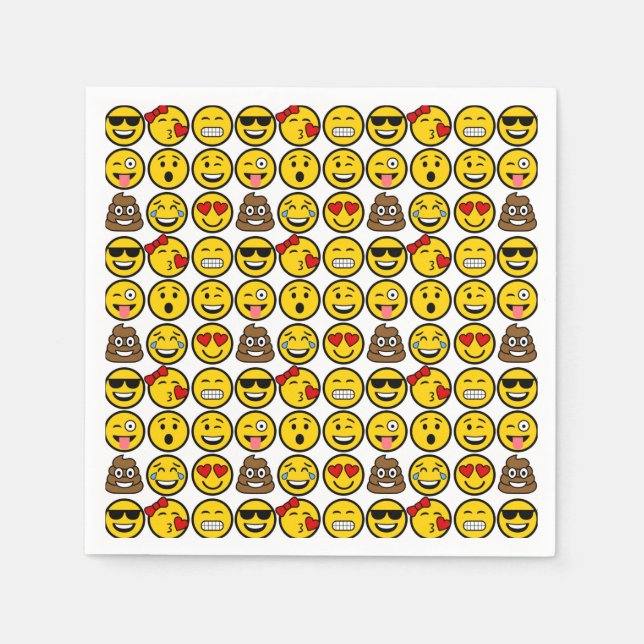 Serviette En Papier Fun Emoji Motif Emotion Face (Devant)