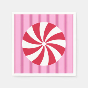 Serviette En Papier Fun et Fancy rose Noël Peppermenthe bonbon