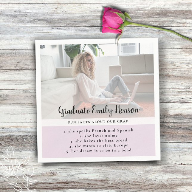 Serviette En Papier Fun Fact Pink Graduate Photo Party (Créateur téléchargé)