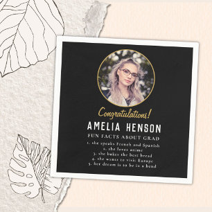 Serviette En Papier Fun Fact Simple Black Graduate Photo Graduate Dipl