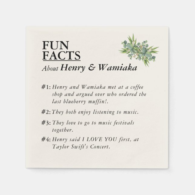 Serviette En Papier FUN FACT sur mesure Groom & Bride Mariage serviett (Devant)