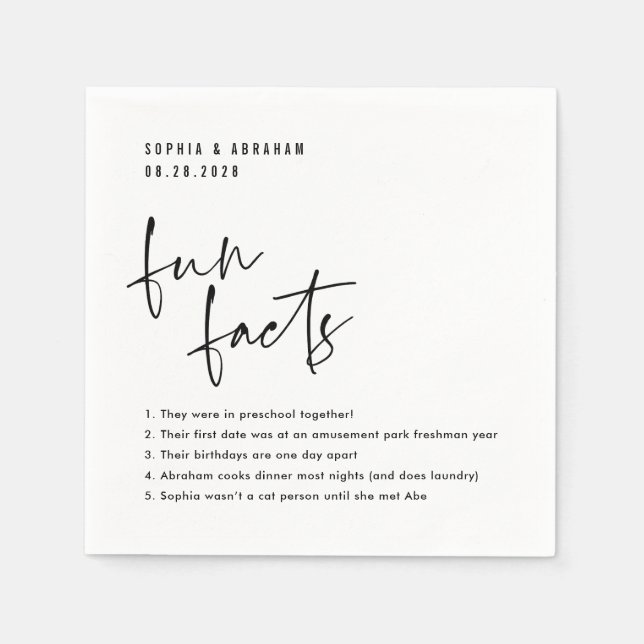 Serviette En Papier Fun Facts à propos du couple Mariage (Devant)