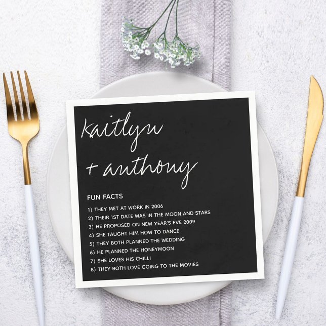 Serviette En Papier Fun Facts About The Newlyweds Modern Mariage (Créateur téléchargé)