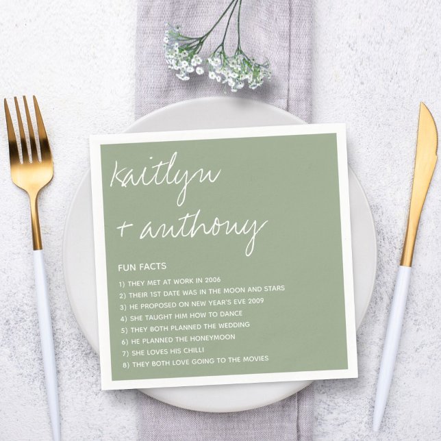 Serviette En Papier Fun Facts About The Newlyweds Modern Mariage (Créateur téléchargé)