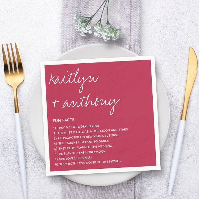 Serviette En Papier Fun Facts About The Newlyweds Modern Mariage (Créateur téléchargé)