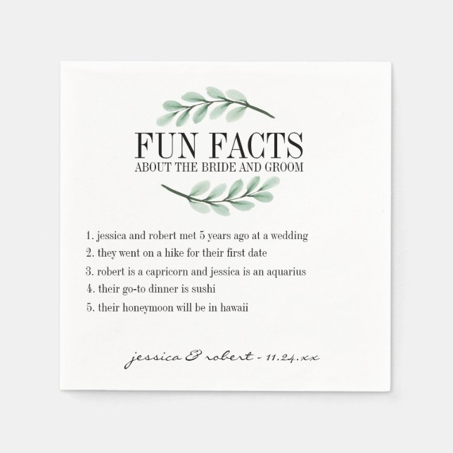 Serviette En Papier Fun Facts Branches Eucalyptus Personnalisées (Devant)