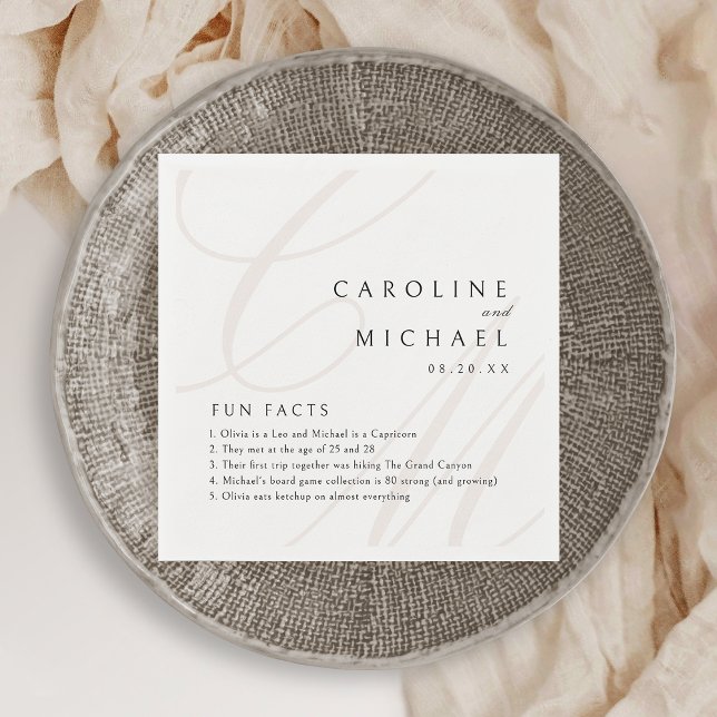 Serviette En Papier Fun Facts Classic Elegance calligraphie monogramme (Fun Facts Classic Elegance calligraphy monogram Napkins)