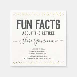 Serviette En Papier Fun Facts de la partie de retraite Unisex Gold Con
