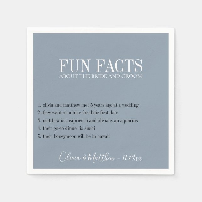 Serviette En Papier Fun Facts Dusty Blue (Devant)