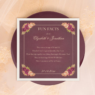 Serviette En Papier Fun Facts Élégant Rustique Mariage Floral Napkins