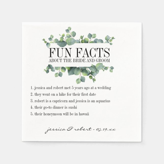 Serviette En Papier Fun Facts Eucalyptus Foliage Personnalisé (Devant)
