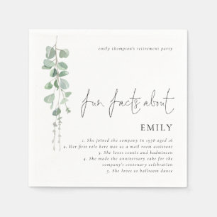 Serviette En Papier Fun Facts Eucalyptus Script Retraite Party