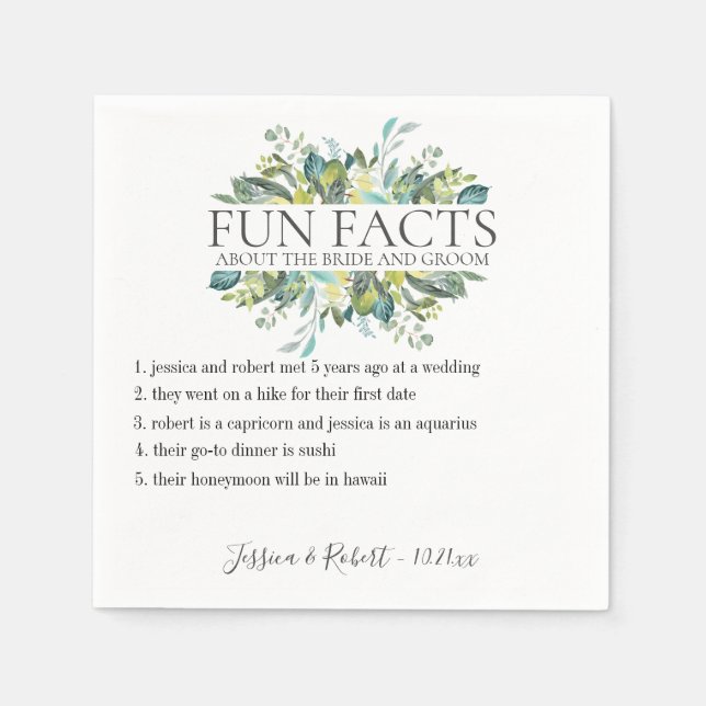 Serviette En Papier Fun Facts Garden Foliing Personnalisé (Devant)