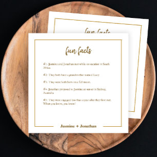Serviette En Papier Fun Facts Gold Minimaliste Papier Mariage Napkin