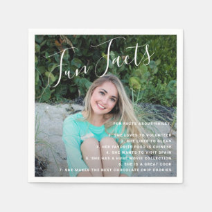 Serviette En Papier Fun Facts Graduation Photo Simple manuscrite Napk