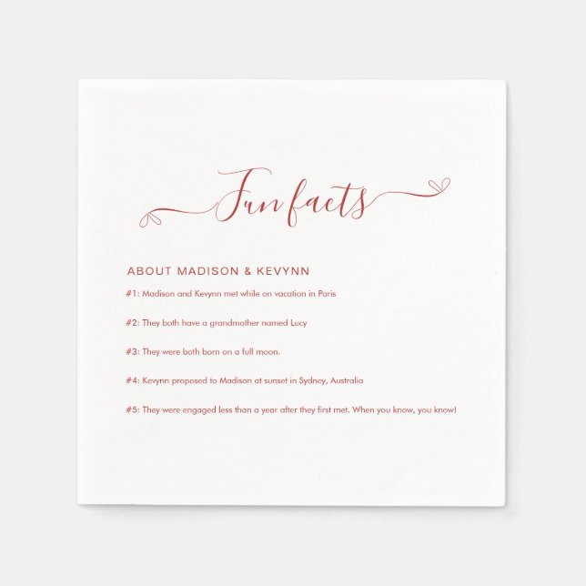 Serviette En Papier Fun Facts Mariage Napkins (Devant)