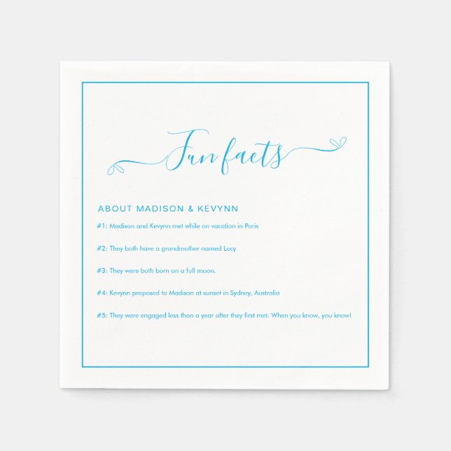 Serviette En Papier Fun Facts Mariage Napkins (Devant)