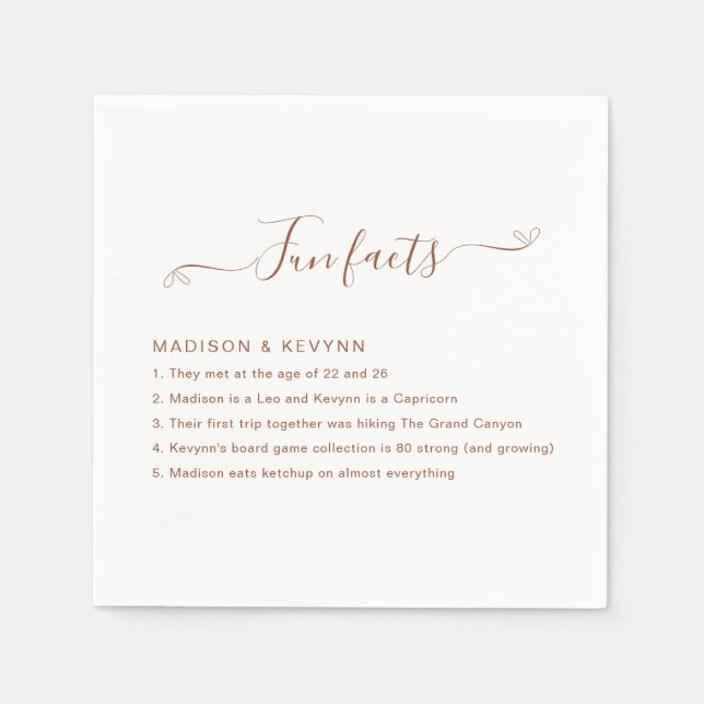 Serviette En Papier Fun Facts Mariage Napkins (Devant)