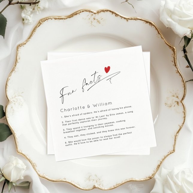 Serviette En Papier Fun Facts minimaliste mariage de script moderne (Créateur téléchargé)