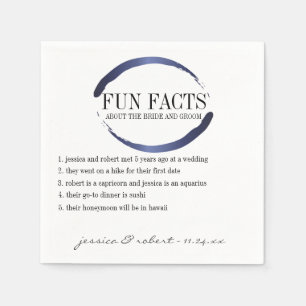 Serviette En Papier Fun Facts Moderne Bleu Brush Strokes Personnalisé