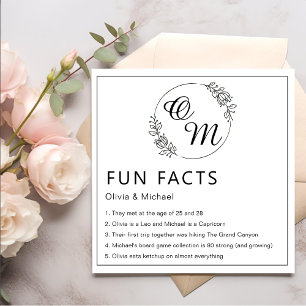 Serviette En Papier Fun Facts Moderne Chic Minimaliste Mariage serviet
