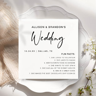 Serviette En Papier Fun Facts Moderne Chic Minimaliste Mariage serviet