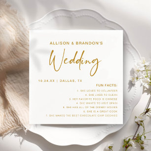 Serviette En Papier Fun Facts Moderne Chic Minimaliste Mariage serviet
