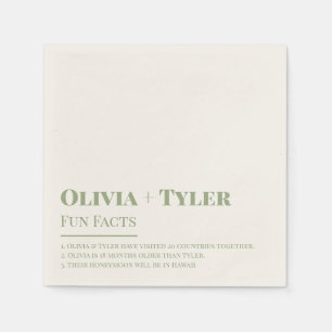 Serviette En Papier Fun Facts Moderne Mariage Réception Sage Vert