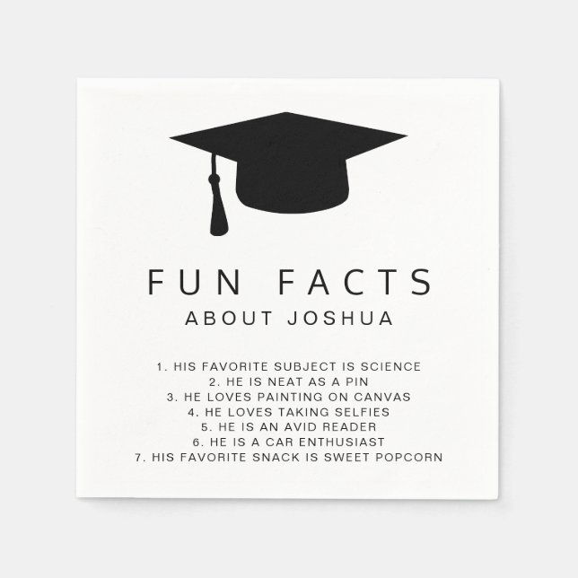 Serviette En Papier Fun Facts Mortier Board Simple Graduation (Devant)