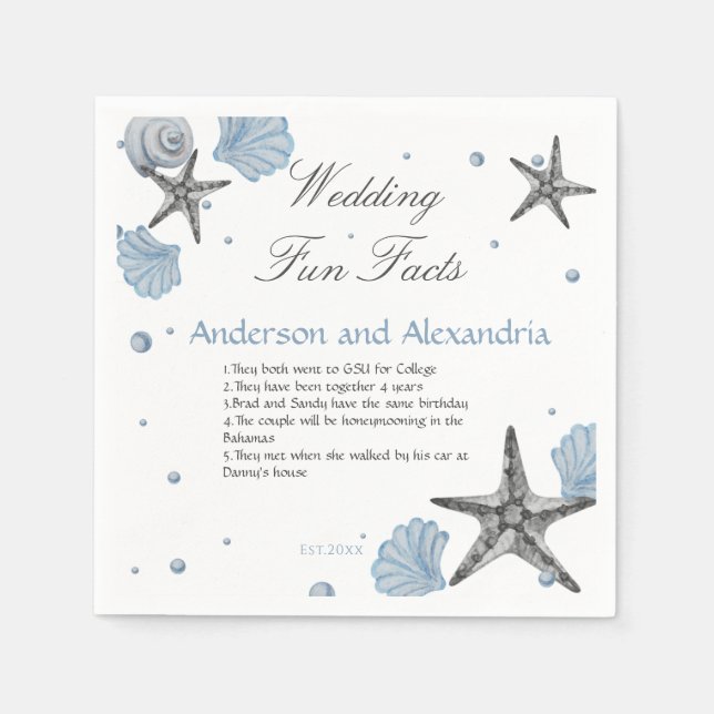 Serviette En Papier Fun Facts Napkins (Devant)