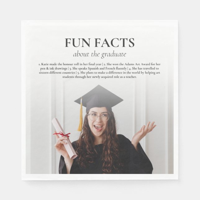 Serviette En Papier Fun Facts personnalisé Graduation (Devant)