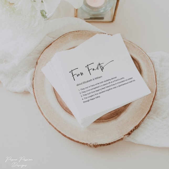 Serviette En Papier Fun Facts Personnalisés Mariage Cocktail Napkins (Créateur téléchargé)