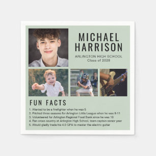 Serviette En Papier Fun Facts Photo Sage Green Graduation