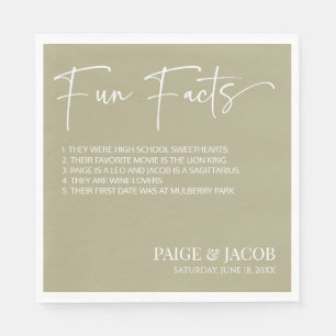 Serviette En Papier Fun Facts Sage Green Classic Minimal Mariage