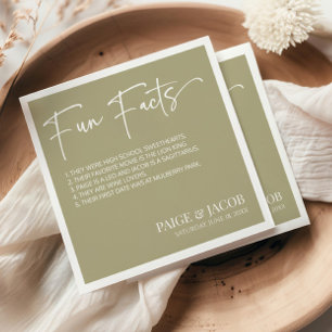 Serviette En Papier Fun Facts Sage Green Classic Minimal Mariage