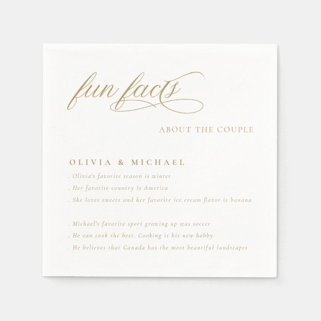 Serviette En Papier Fun Facts Simplement Elegant Mariage de typographi (Devant)
