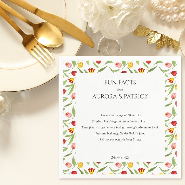 Serviette En Papier Fun Facts Spring Tulip Boho Floral Mariage Napkins (Fun Facts Spring Tulip Boho Floral Wedding Napkins)