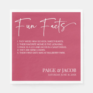Serviette En Papier Fun Facts Viva Magenta Classic Minimic Mariage