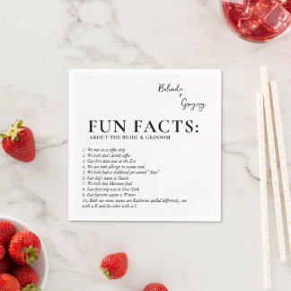Serviette En Papier Fun Facts Wedding Cocktail Text Black White
