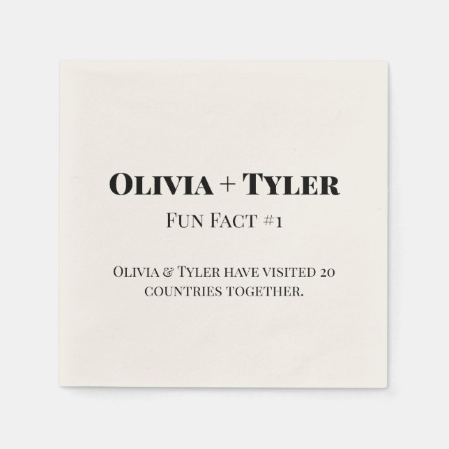 Serviette En Papier Fun Fun Fact Réception Mariage Cocktail Napktail (Devant)