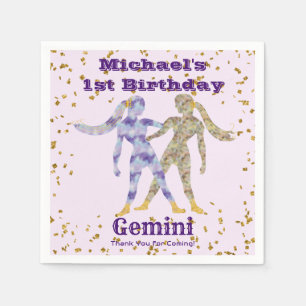 Serviette En Papier Fun Gemini Premier Anniversaire & Gold Confetti