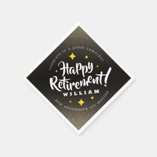 Serviette En Papier Fun Gold Glitter Stars Retirement New Adventures