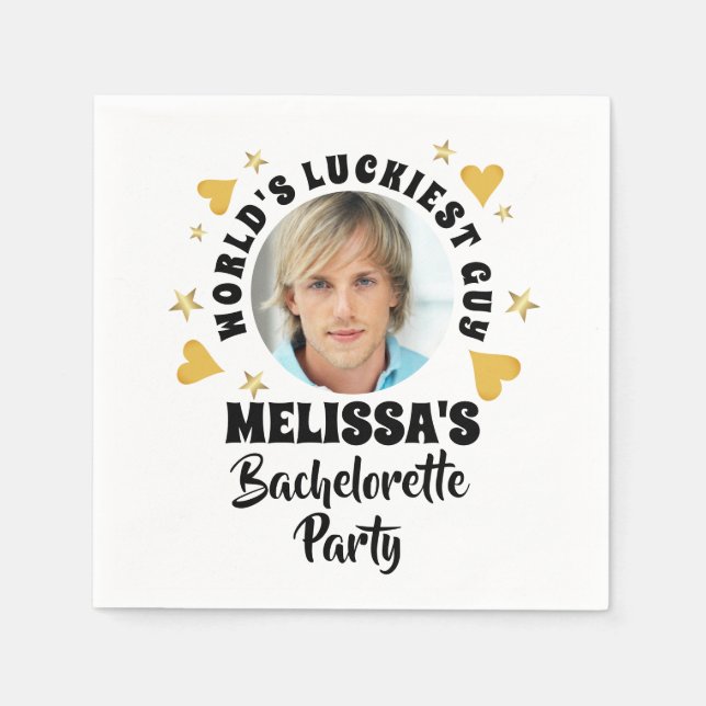 Serviette En Papier Fun Grooms Face Photo Bacheloro Party (Devant)