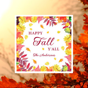 Serviette En Papier Fun Happy Fall Y'all automne Feuilles papier
