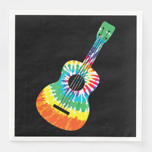Serviette En Papier Fun Hippie Rainbow Tie Dye Acoustic Guitar Premium